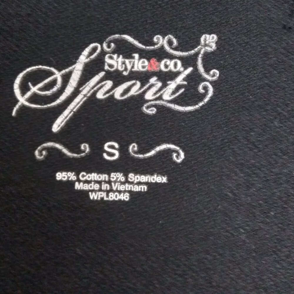 Style & Co.Black Mock Neck Zip Up 95% Cotton Athletic Jacket Comfort Sz S - Picture 5 of 7